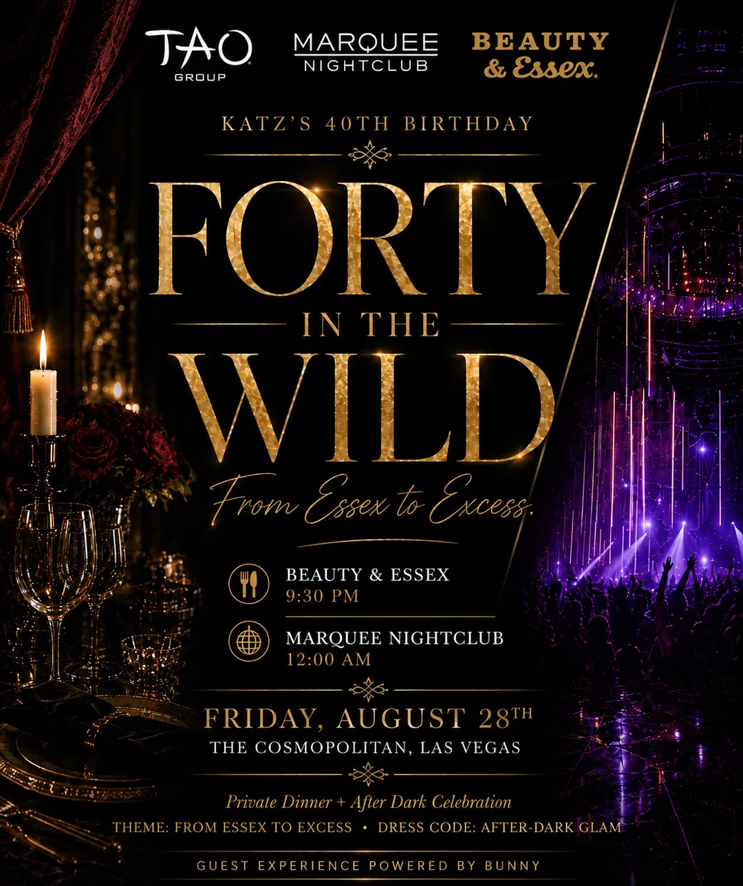Forty in the Wild — Katz's 40th Birthday, Friday August 28, The Cosmopolitan of Las Vegas